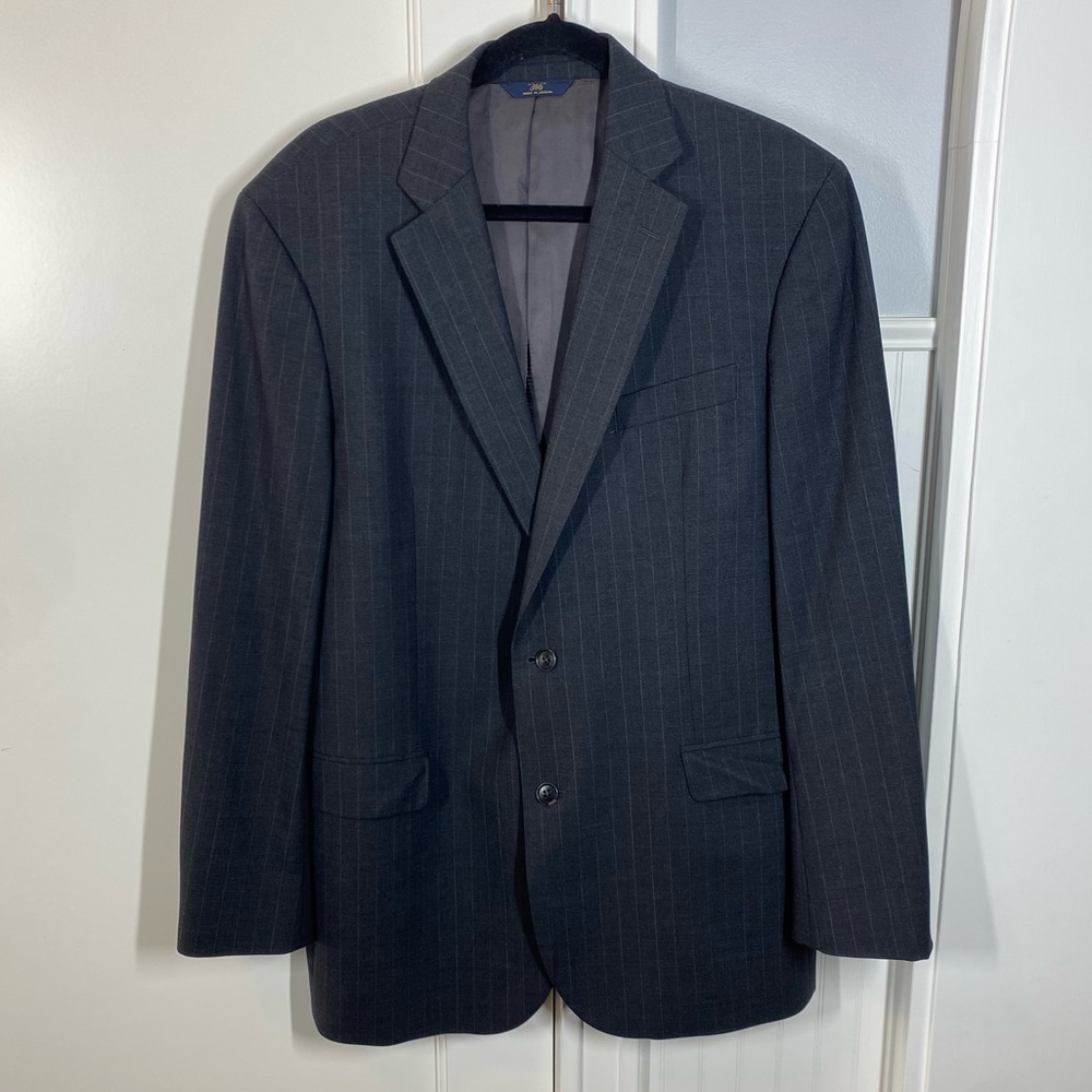 Brooks Brothers 346 Mens Stretch Navy Two Button Wool Blend‎ Sport Coat Size 43L
